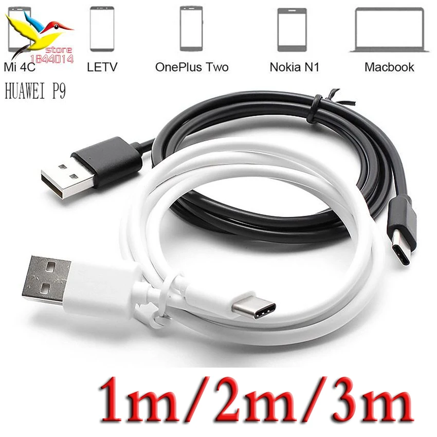 US $133.49 300pcsLot 1m 2m 3m White Black TypeC Type C USB Data Sync Charger Cable For Nokia N1 Macbook 12 OnePlus ZUK Nexus 5X6P P10 20