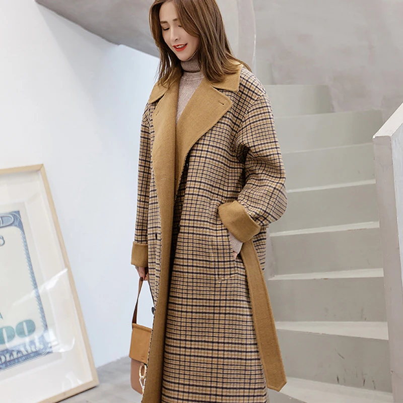 

Long Sleeve Winter Wool Coat Women Europe Style Large Size Casaco Feminino Ladies Autumn New Slim Long Woolen Coats