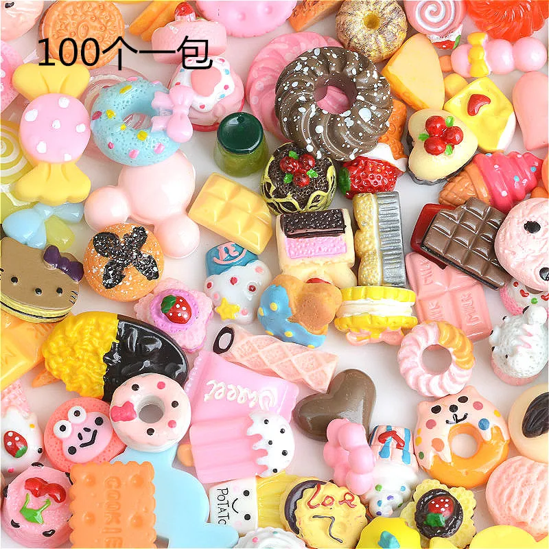 

100pcs simulation miniature cake food set diy Candy 1/12 re-ment Mini Food Cakes Donuts dollhouse For barbie doll