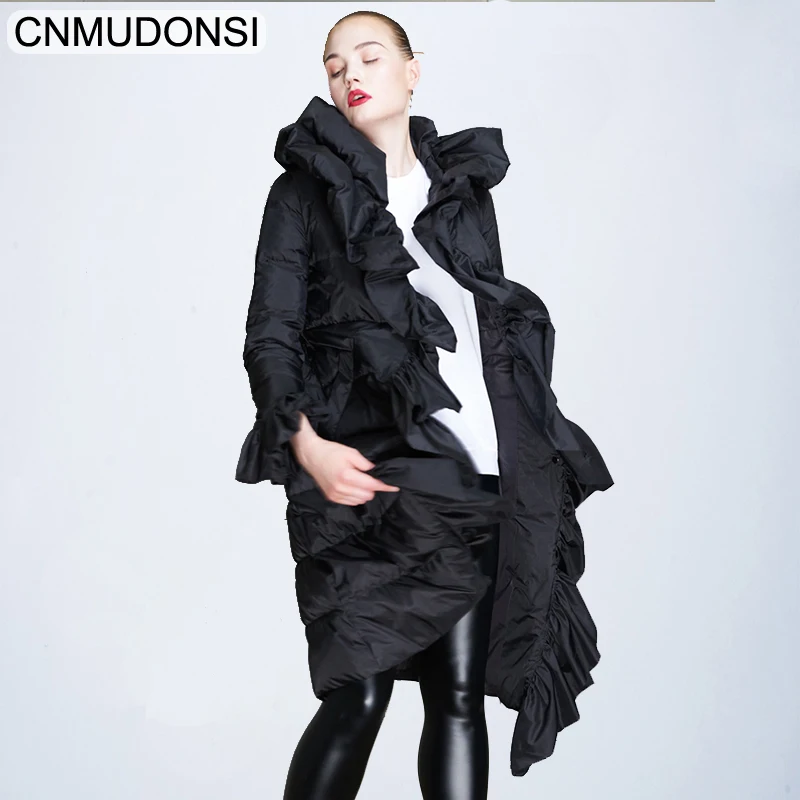 Mode Capuchon Garder Doudounes Col Élégant 2018 Nouvelles vent À Hiver Grand Chaud Volants Qualité Ef18038black De Coupe Fourrure Haute Cnmudonsi Au ef18038pink 64qvwTq