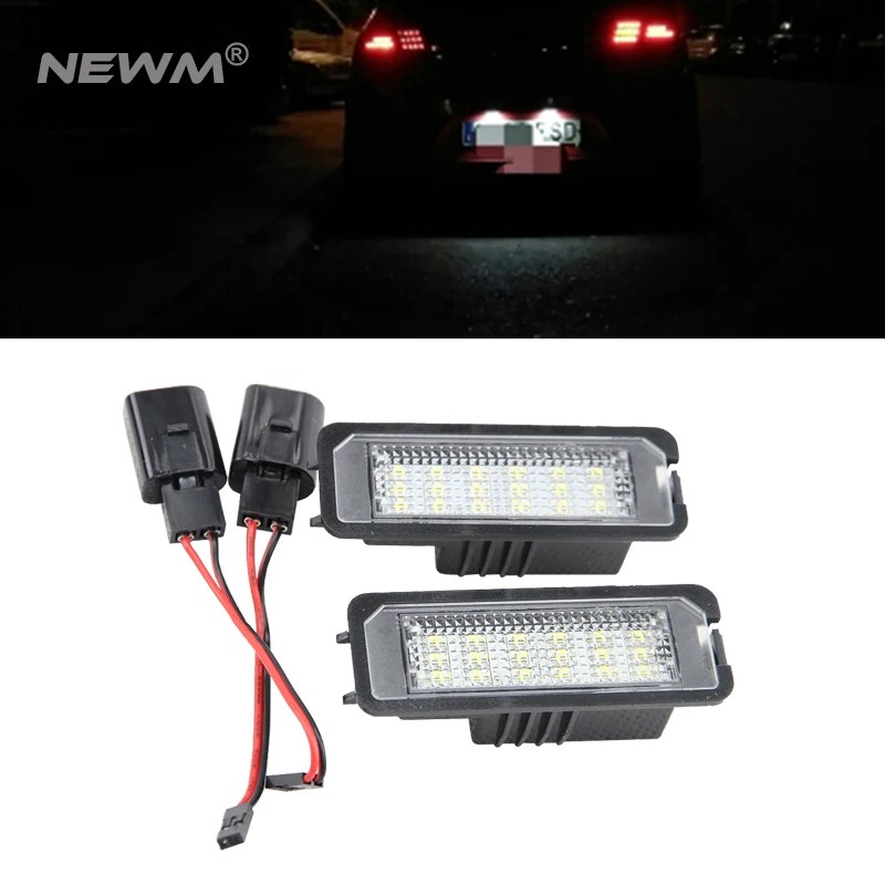 

2Pcs LED License Plate Light Canbus Number Plate Lamp 12V Car Styling For VW Golf Passat Golf 4 5 6 Polo Phaeton New Beetle CC