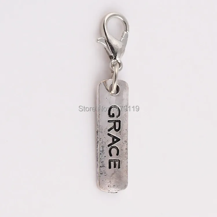 New Design silver Tag words 'Grace' Floating Lockets Dangle For