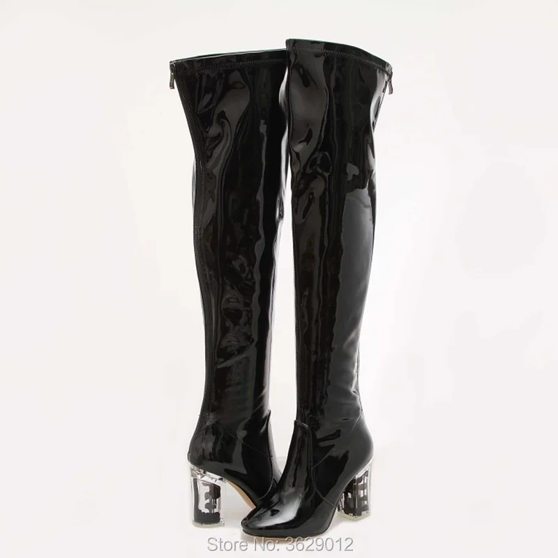Longues Clair Cuir Bottes Cuissardes 1 Haut Chunky Femmes Pointu color Talon Color 2 Bout En Genou Boot Mode Sexy De Verni Dessus Du 8wq5xpOI