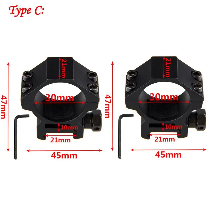 1 предмет/1 пара 30/25 мм прицел крепление кольцо 11/20/21 мм ласточкин хвост Picatinny Охота железнодорожного адаптер Высокое/низкий профиль винтовки Уивер Сфера - Цвет: 1 Pair Type C