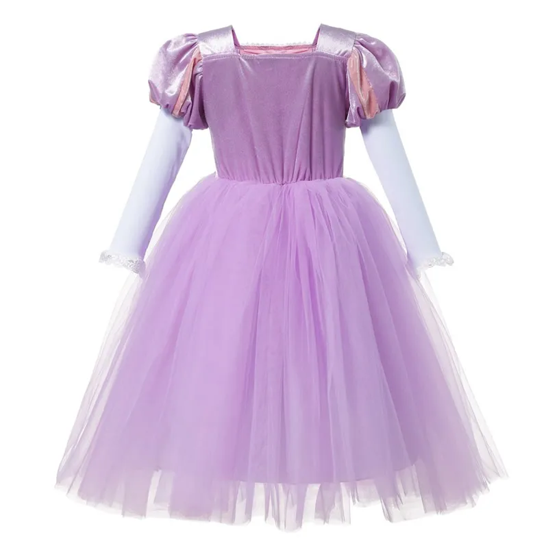 Платье принцессы Рапунцель для девочек; наряд для Бала Лолита для девочек-подростков; детские фиолетовые вечерние платья; Детские комплекты для костюмированной вечеринки с пышными рукавами