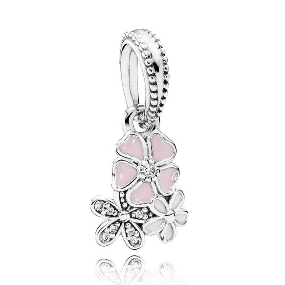 

Authentic S925 Sterling Silver Poetic Blooms Dangle Pendant fit Lady Necklaces Lady Pandant Gift Crystal