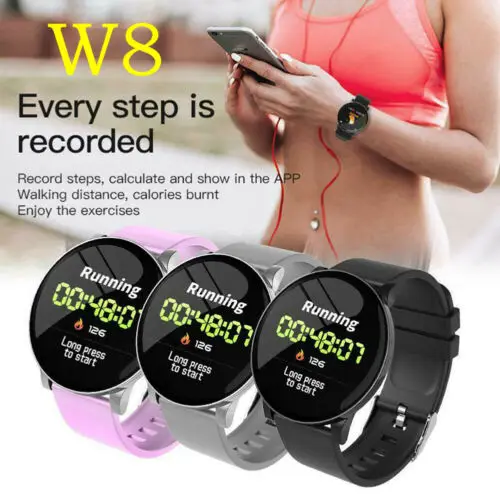 

W8 Bluetooth Smart Watch Women Heart Rate Blood Pressure Monitor Wristband Fitness Tracker IP67 Men Sport Smart Bracelet Band