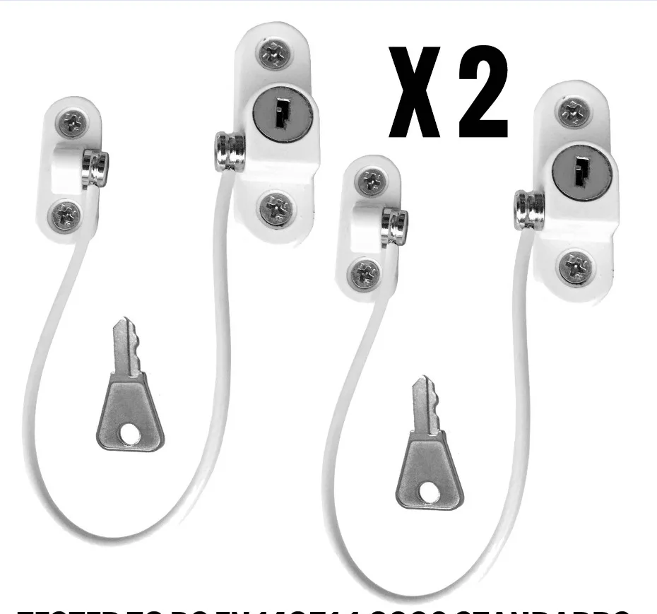 

2PCS Stainless Steel Door Window Limit Lock Restrictor Safety Device Key Lock Child Kids Safe Limit Car Locks 185mm Limit White