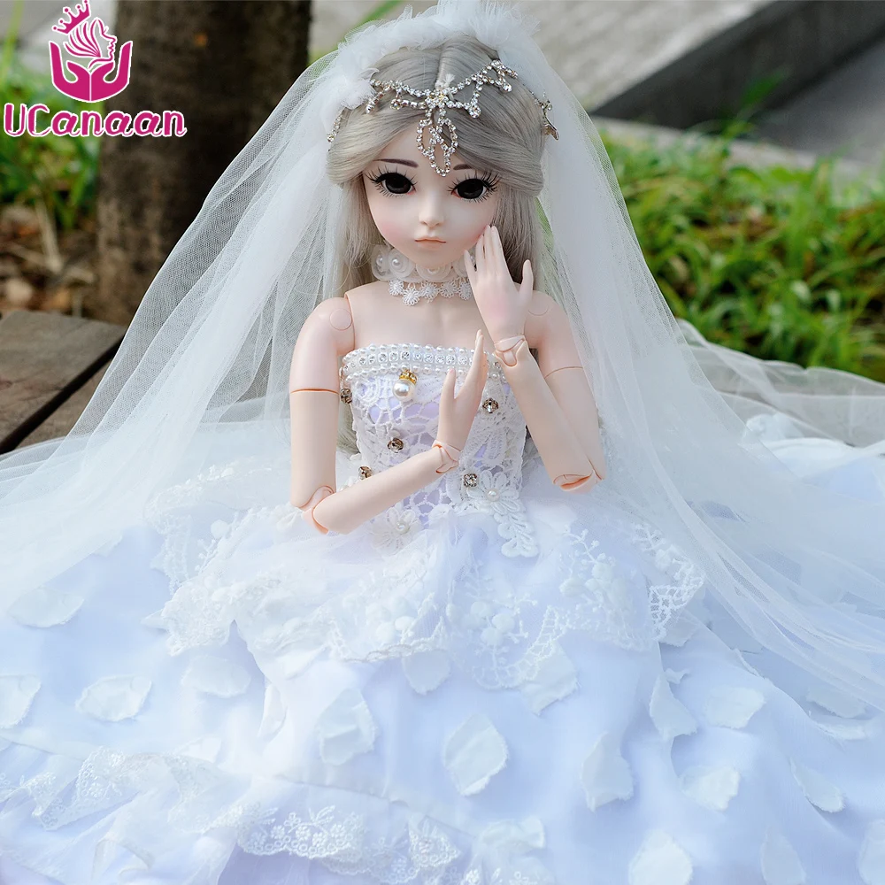 

UCanaan 60CM BJD Doll With Wedding Dress Girls Dolls Ball Jointed SD Model Doll With Outfits Dressup Children Toys