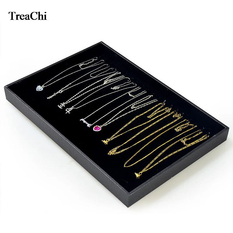 20 Hooks Jewelry Display Case Black Velvet Pendant Necklace Display Box