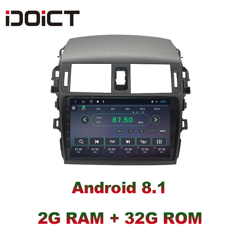 Top IDOICT Android 8.1 IPS Screen 2G+32G 8 CORE Car DVD Player GPS Navigation Multimedia For Toyota Corolla Radio 2008-2013 0