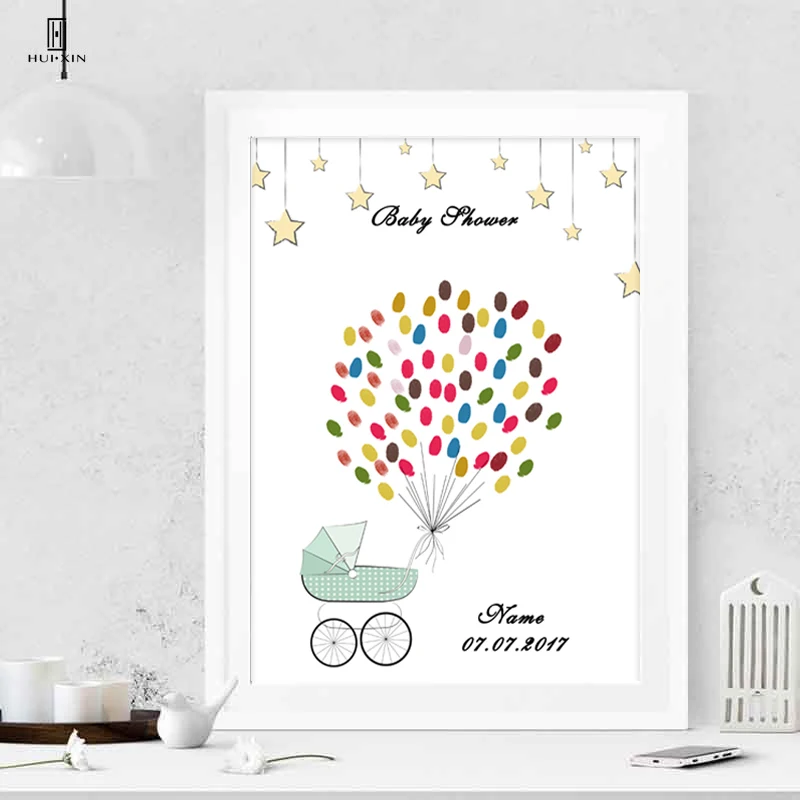Free Custom Name Date DIY Fingerprint Guest Book For Baby girls&ampboys 1st birthday party and Shower Baptism Holy Communion | Дом и сад