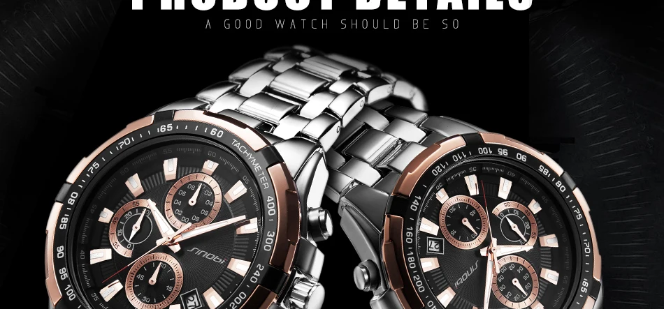 SINOBI Relojes Hombre Masculino Топ бренд класса люкс Бизнес Кварцевые наручные часы с хронографом Мужские часы Мужские Водонепроницаемые наручные часы