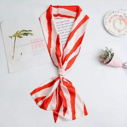 

Party scarves for business partie Handle Bag Ribbons Brand Small Silk Scarf For Women Fashion Head Scarf Small Long Scarves