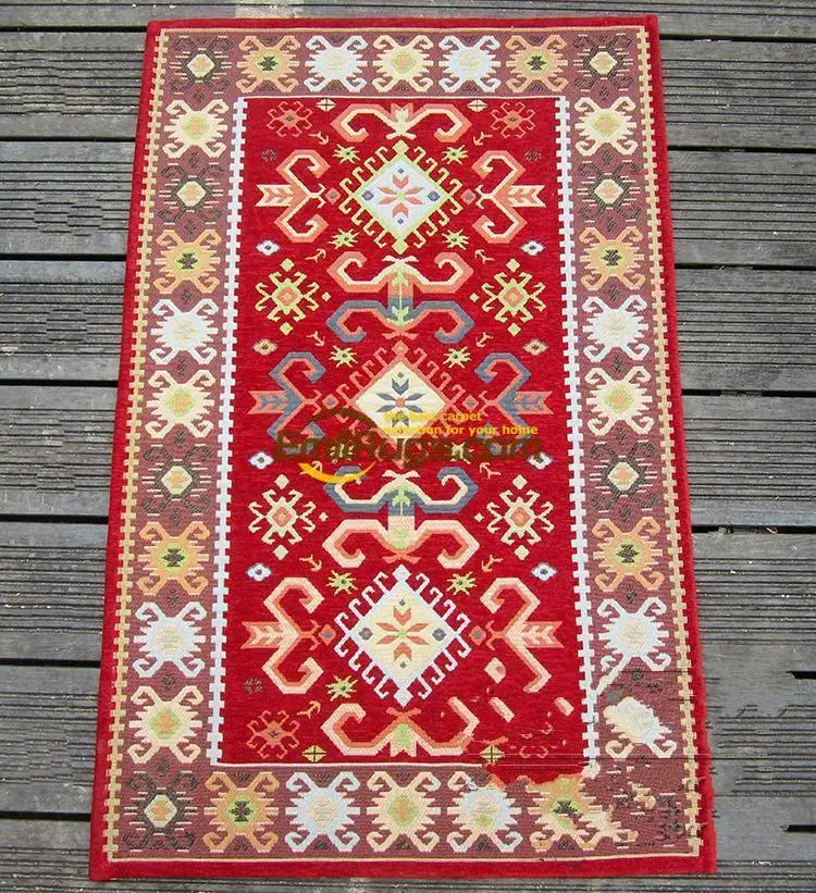 

Contracted Kilim Throw Carpets Reversible Sofa Blanket Geometric Patterns Wool Knitting Carpets