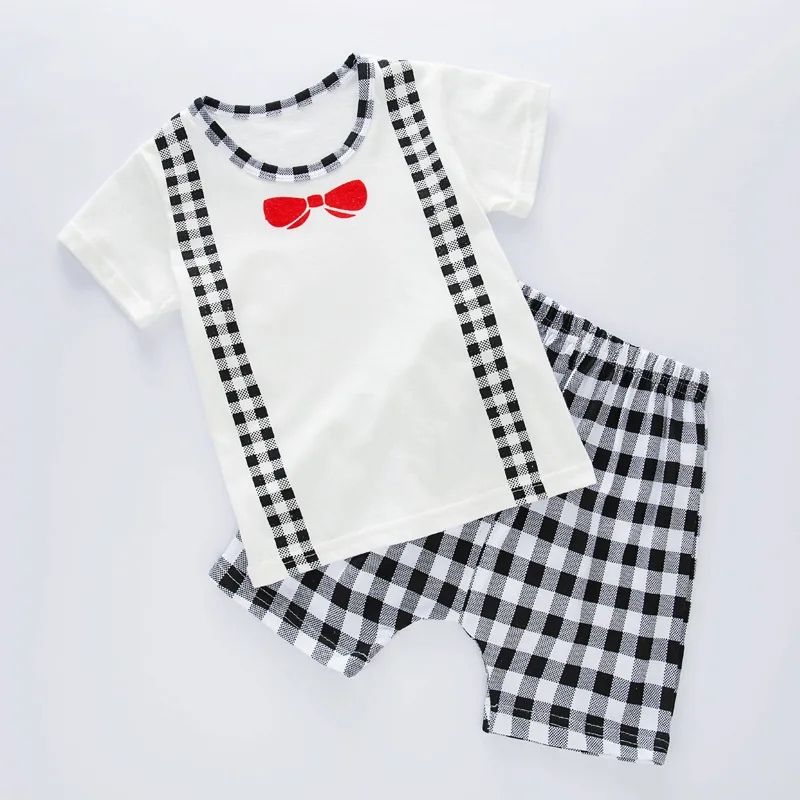 

2019 summer children's clothing cotton children's short-sleeved suit boys shorts girls home service Korean cute cartoon