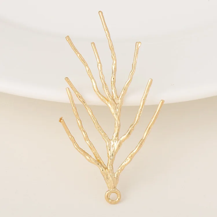 4 шт. 18x41 мм 24K цвет шампанского золото латунь дерево подвески в виде ветки подвески Высокое качество для Diy ювелирных изделий Аксессуары