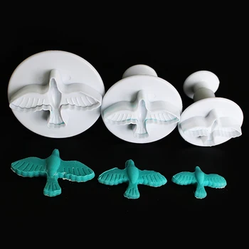

Baking Tools 3 pcs peace pigeon Decoration Baking Accessary Fondant Cutter Embosser Tool Set Mold