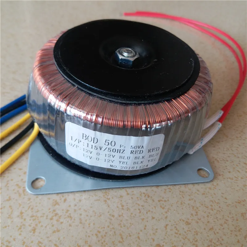 

12V-0-12V 1A 12V-0-12V 1A Ring transformer copper 50VA 115V input custom toroidal transformer for power supply 115V to dual 12V