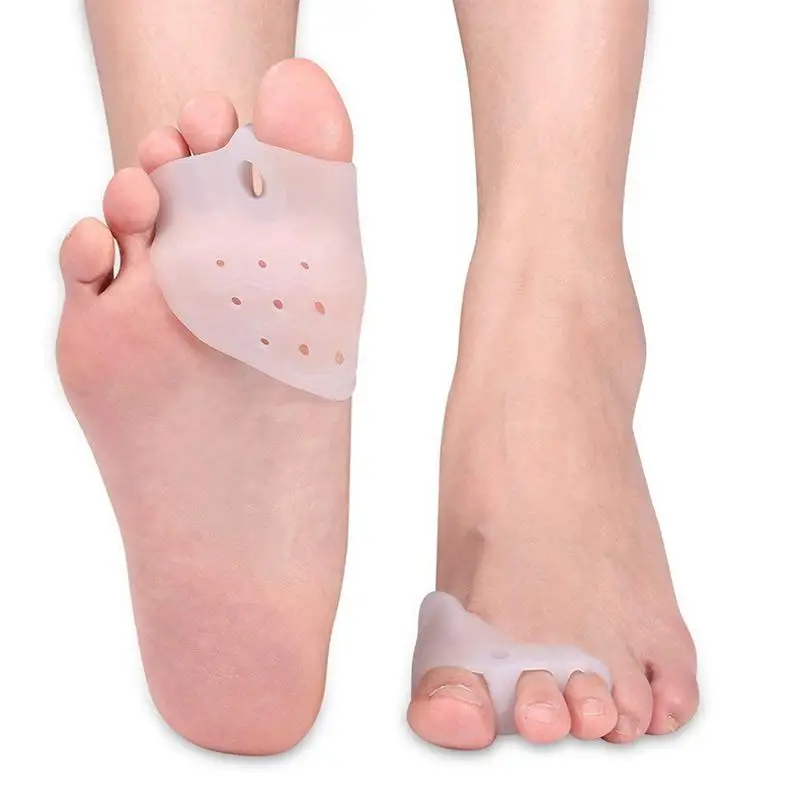 1 Pair 3-hole Gel Toe Separator Bunion Corrector with Forefoot Pads Silicone Toe Straightener Hallux Valgus Corrector Foot Care