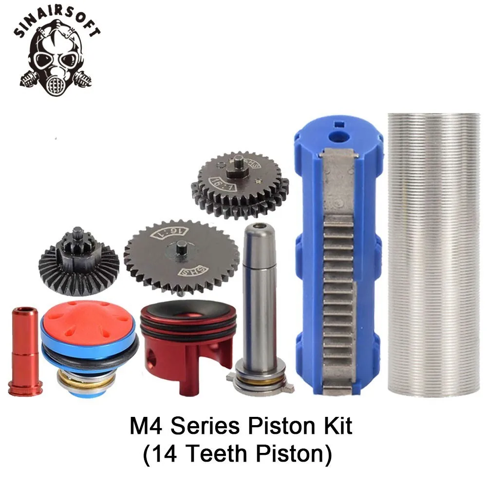 

SHS 16:1 Gear Nozzle Cylinder Spring Guide 14 Teeth Piston Kit Fit Airsoft M4 M16 AK For Paintball shooting hunting Accessories