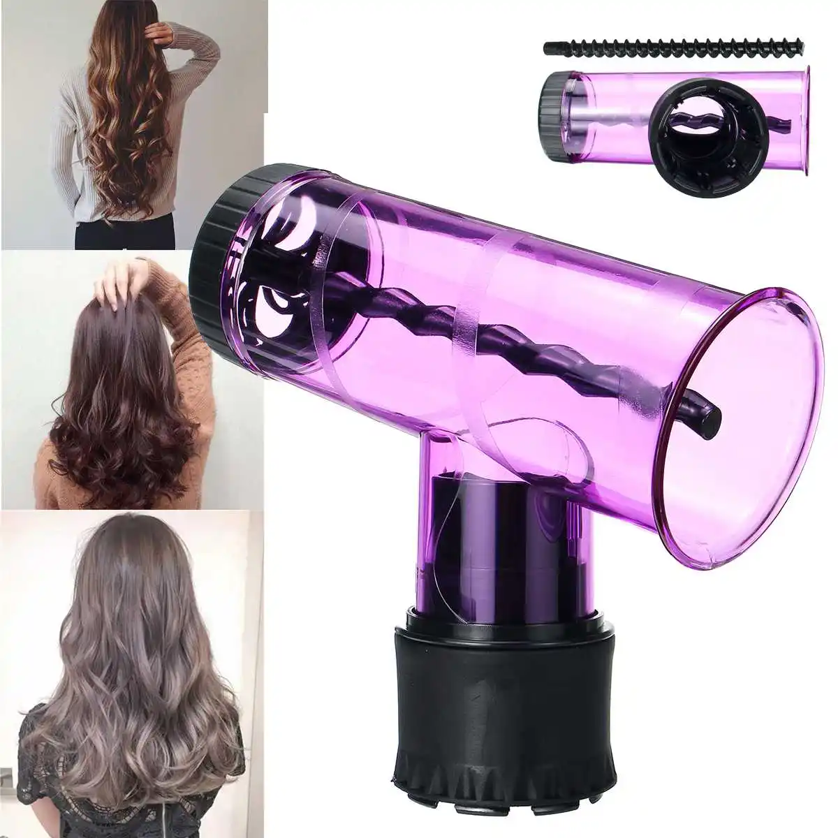 Диффузор для волос для салона, волшебная насадка для сушки волос, фен для завивки волос, насадка для завивки волос, распылитель для завивки волос, инструменты для укладки волос - Цвет: Purple