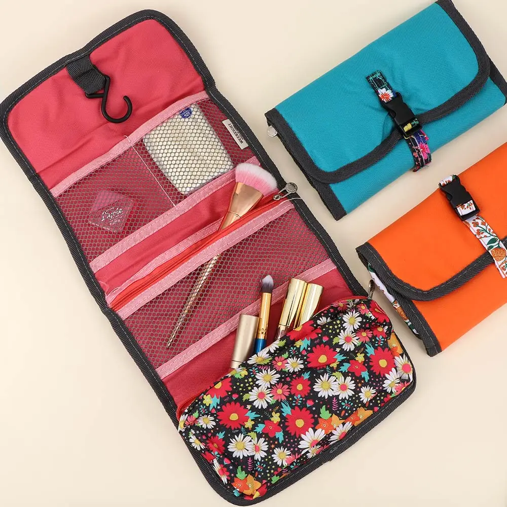 

1PC Hanging Travel Toiletry Organizer Cosmetic Makeup Storage Bag Floral Bag with Zipper Excellent Multi-functional Makeup Bag