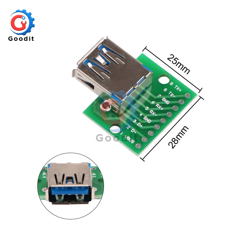 Micro Mini USB A Male USB 2,0 3,0 A Female USB B разъем интерфейс для 2,54 мм DIP PCB конвертер адаптер Breakout Board