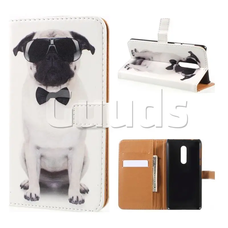 Glasses Dog Leather Wallet Case for Xiaomi Redmi Note 4X