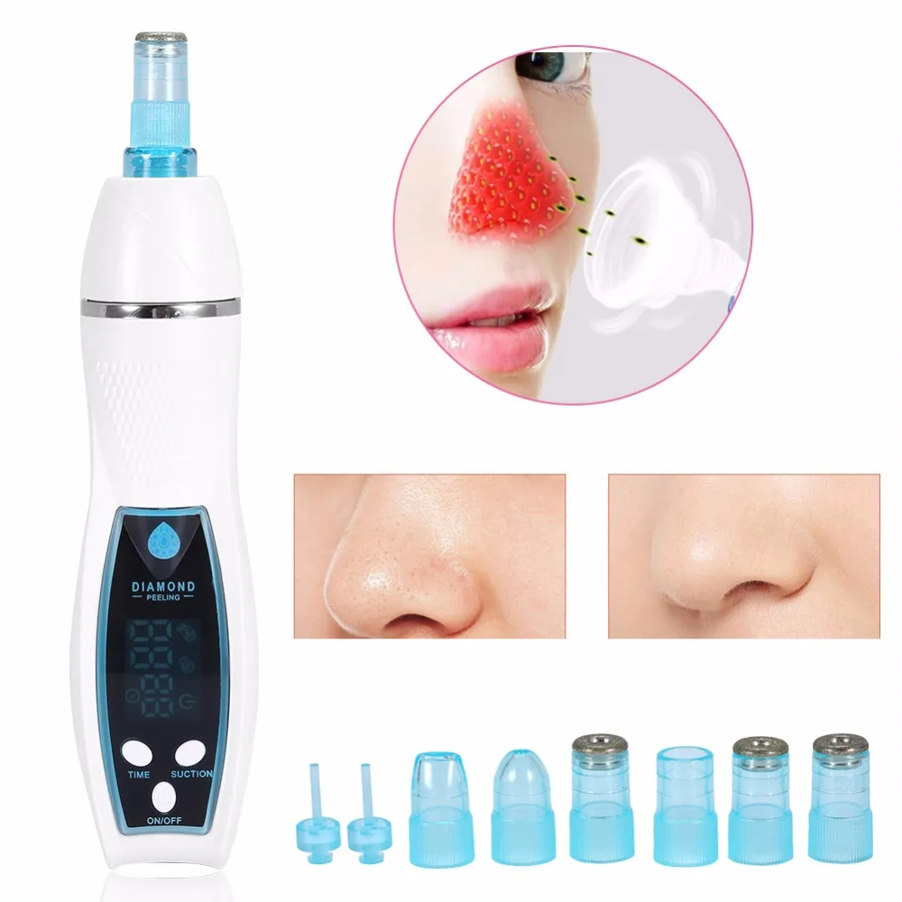 

Diamond Dermabrasion Vacuum Blackhead Removal Acne Pore Cleaner Peeling Inhaler Face Skin Care Tool Set Home SPA Beauty Device
