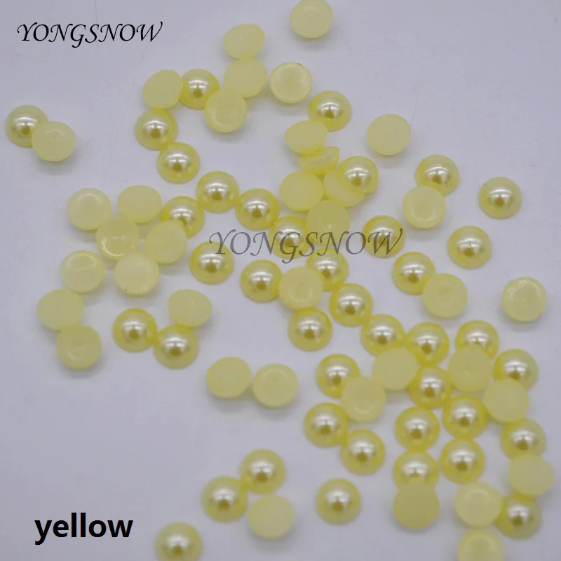 200Pcs/lot 6mm Multicolor Acrylic Imitation Beads Pearl Half Round Flatback Bead Wedding Party Decor DIY Nail Art Decorate75z - Цвет: yellow