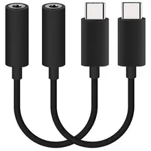 2 шт USB C до 3,5 мм разъем для наушников адаптер, Тип C штекер 3,5 мм Женский AUX Jack стерео преобразователь для наушников, совместимый для M