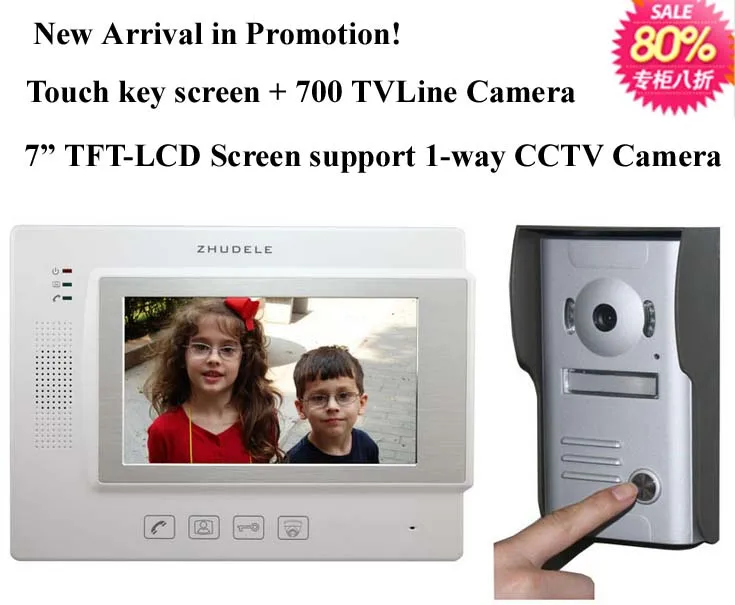 ZHUDELE International quality new 7: видеодомофон сенсорный экран + 700 TVL HD-камера поддержка