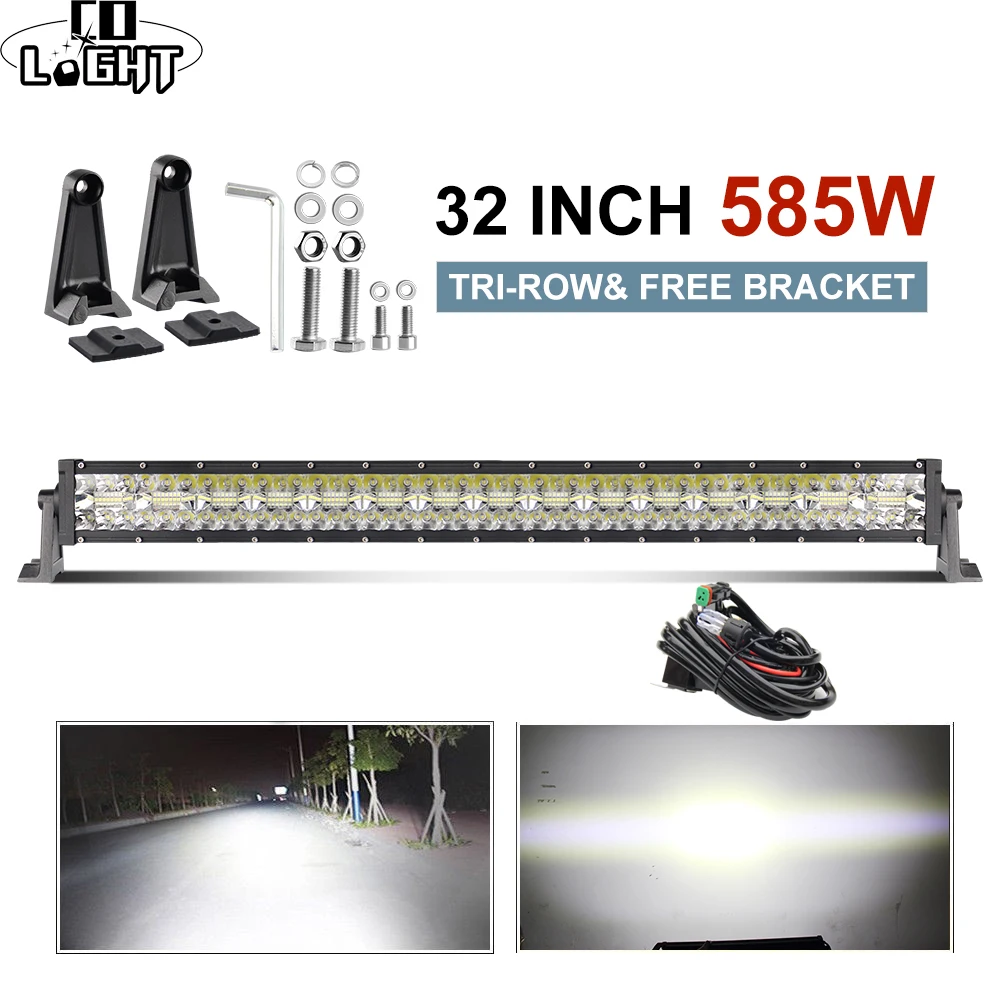 

CO LIGHT 3-Row Offroad Led Light Bar 12V 24V 32" 585W Spot Flood Led Work Light for Driving Boat Jeep Car 4WD Truck 4x4 Led Bar