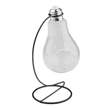 

Iron Hanging Stand Glass Light Bulb Vase Pot Flower Hydroponics Terrarium with Hanger, Floral Basket Hook Rack