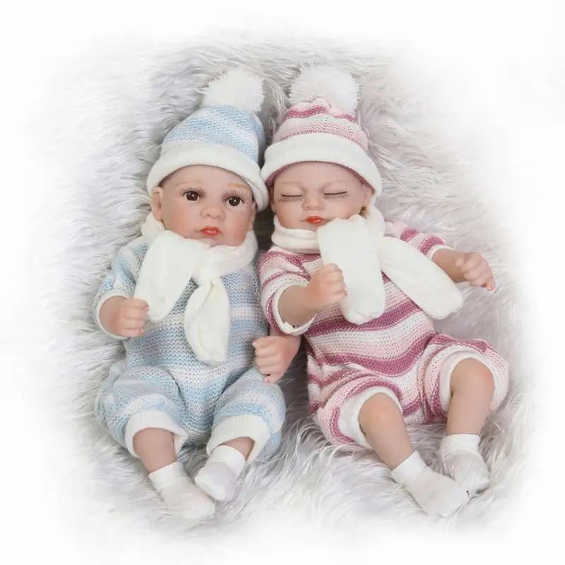 

26CM Mini Reborn Painted Silicone Doll 10 inch Twins Full Body Silicone Vinyl Baby Toys For Girls Poppen Children Birthday Gifts