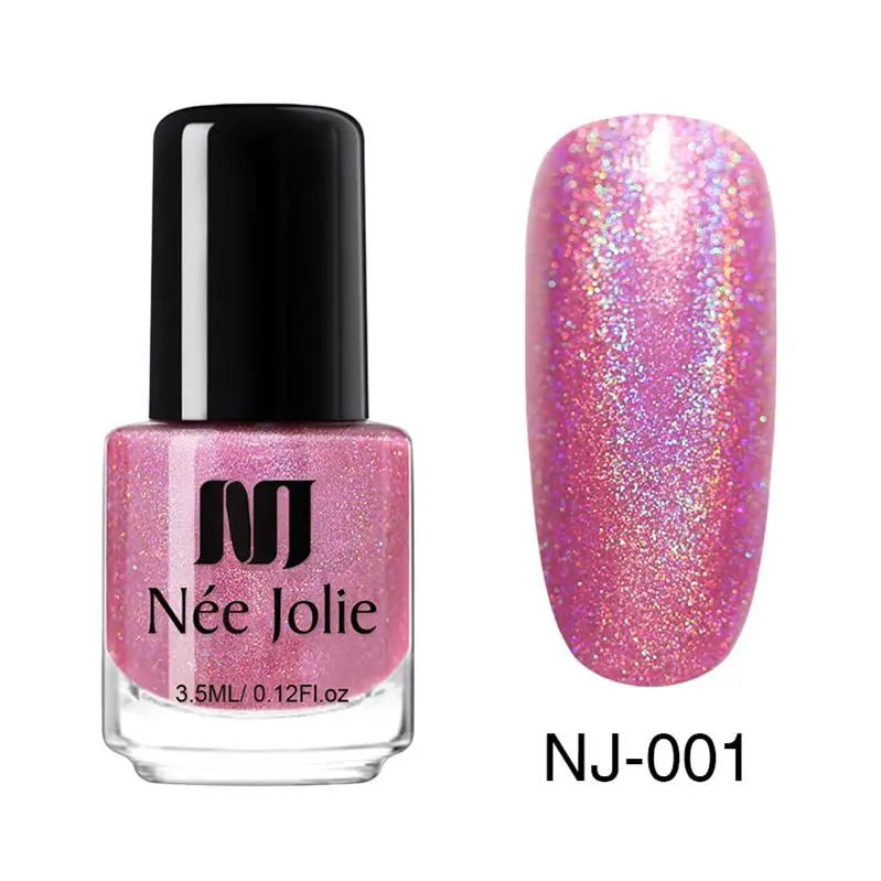 NEE JOLIE 3,5 мл Лак для ногтей Хамелеон золотой фиолетовый Чешуйчатый лак для ногтей Блестящие Блестки лак для ногтей черная основа - Цвет: Holographic-001