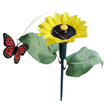 

2x Dancing solar / battery Sunflower with butterfly on garden tufts Garden lawn Flowerpot Decoration Ornament Color Random