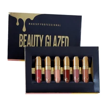BEAUTY GLAZED мерцание матовая жидкая губная помада блеск для губ, пикантные женские туфли с рисунком в виде губ Макияж комплект Водонепроницаемый 6 шт./компл. помада блеск Комплект косметики