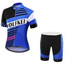 Wolfkei сине-черно-белые мужские Велосипеды Джерси Шорты комплект горный велосипед три карман сзади носимых Ropa Ciclismo Велосипеды одежда