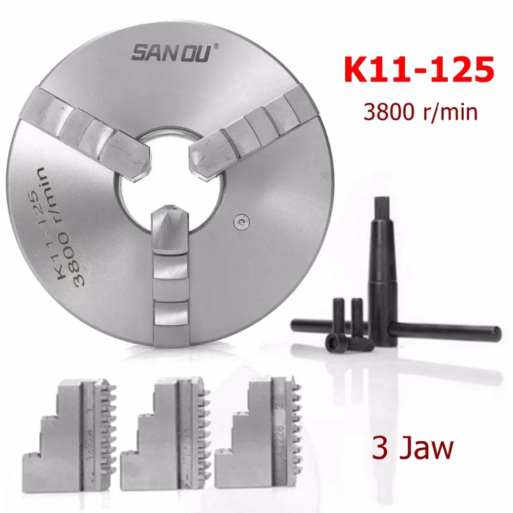 SANOU-K11-125-3-Jaw-Lathe-Chuck-125mm-Self-Centering-Hardened-Reversible-Tool-for-Drilling-Milling3