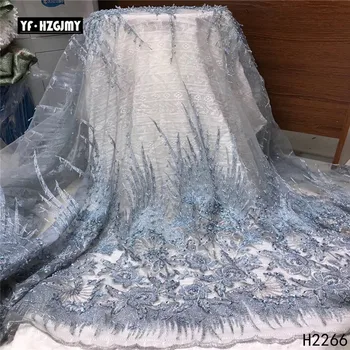 

YF HZGJMY Net Lace Fabric 2019 Latest African Powder Blue Party Dress Lace Handmade Beaded Luxury French Lace Fabric A2266