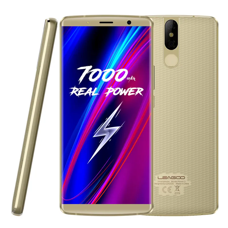 LEAGOO POWER 5 6 ГБ 64 Гб мобильный телефон Android 8,1 5,9" MT6763V Octa Core FHD+ безрамочный экран 7000 мА/ч, 13MP Камера беспроводной зарядки смартфона - Цвет: gold