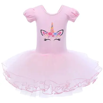 

Cute Baby Kids Girls Ballet Dress Short Sleeve Ballet Leotard Unicorn Tutu Dress Crown Ballerina Skirt Gym Costume Dance Dress