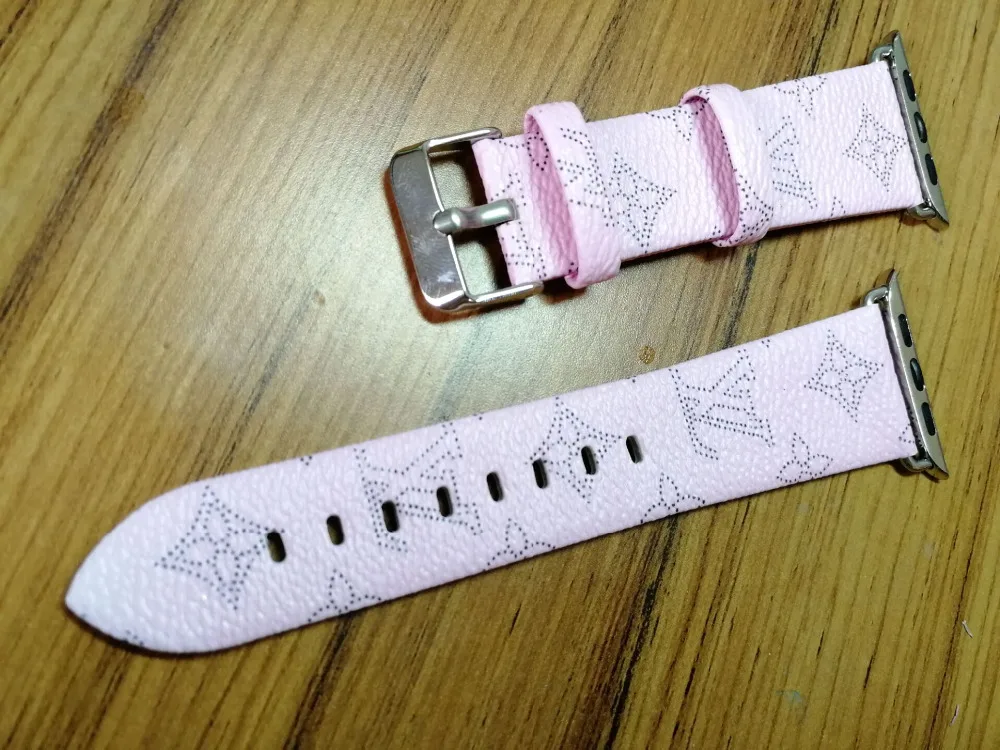 

for apple lv Sport Band Floral Soft PU Leather Replacement Strap Wrist Band for Luxury Famous Apple Watch Series 4 3 2 1