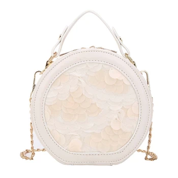 

Girls Fashion Shoulder Bag Sequin Bag Lady Messenger Bag Lace Small Round Bag