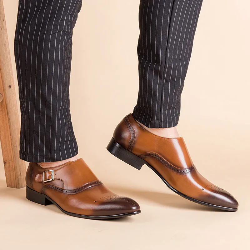 Formelle Oxford En Double Brown Brogue black Hommes Chaussures Mode Moine Cuir M162 De Vintage Robe Véritable Sangle Boucle Mariage IzfqwwZY
