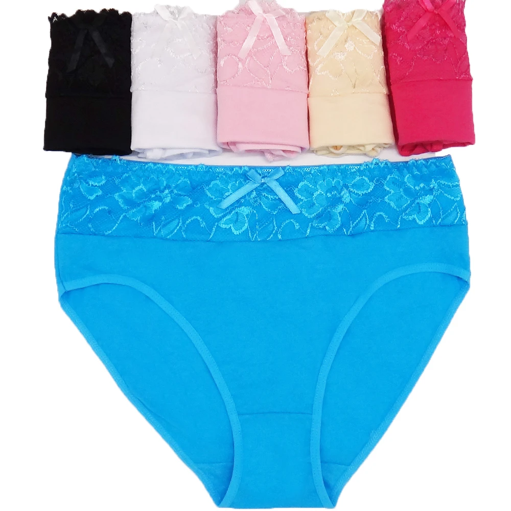 Underwear women cotton plus size panties  high waist lace solid color ladies girls intimate briefs large XXXXL XXXL XXL 5pclot