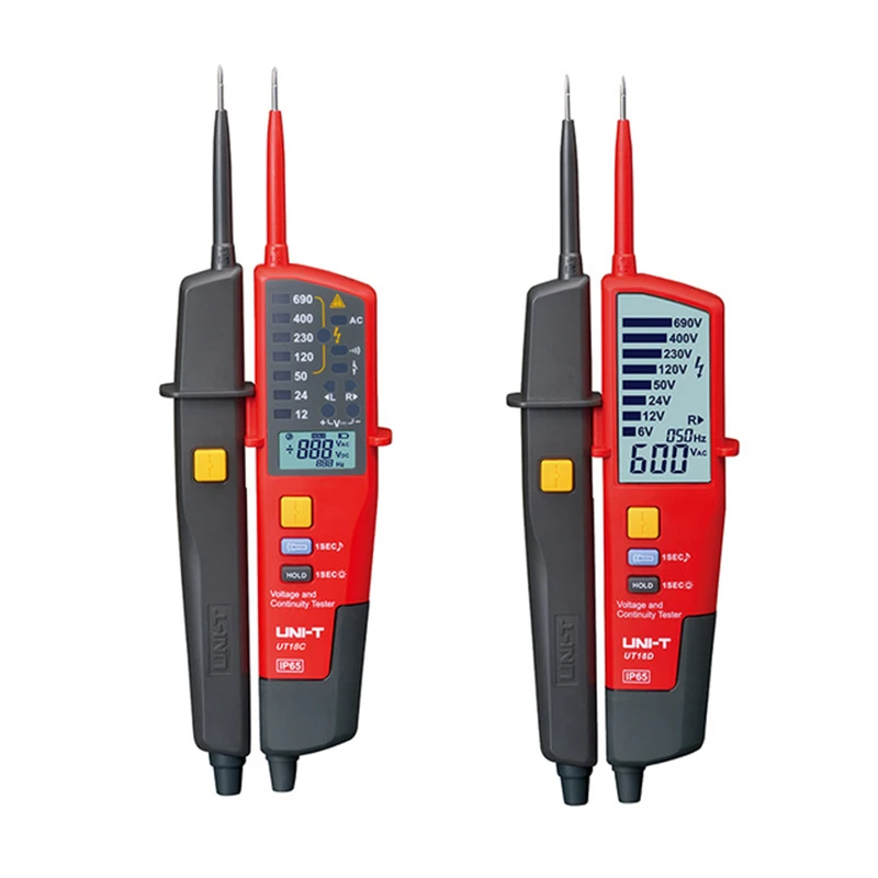 

UNI-T UT18C UT18D Auto Range Voltage Meter Continuity RCD Tester LCD/LED Indication Date Hold No Battery Detection Detector