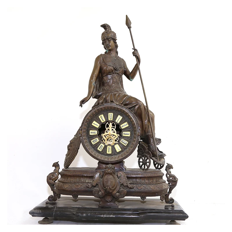 

Home decoration bronze clock with greek mythological figure statue sculpture